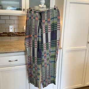 Josie Natori Colorful Geometric Patterned Pull On Flowy PJ Pants Size XL Lounge